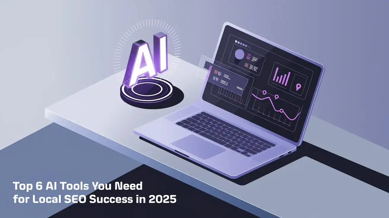 Illustration of AI-powered tools optimizing local SEO strategies for businesses.