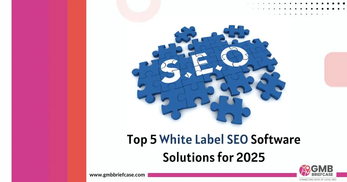 Illustration of the top 5 white label SEO software solutions for 2025 showcasing tools for scaling SEO operations and improving agency branding.
