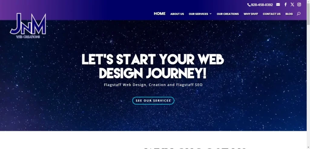 screenshot of jnm web creations website